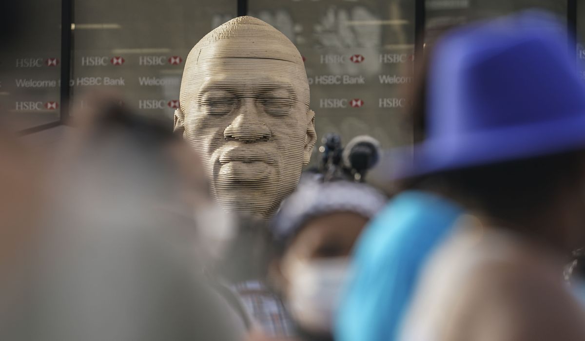 George Floyd statue vandalized in New York City 1