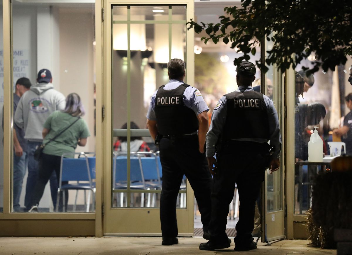 As judge urges Chicago and its police union to lower ‘the
flames’ over vaccine mandate spat, Indiana departments invite CPD
officers to apply for jobs there 1 As judge urges Chicago and its police union to lower ‘the
flames’ over vaccine mandate spat, Indiana departments invite CPD
officers to apply for jobs there 1