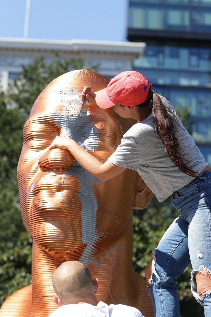 George Floyd memorial statue vandalized in NYC 1