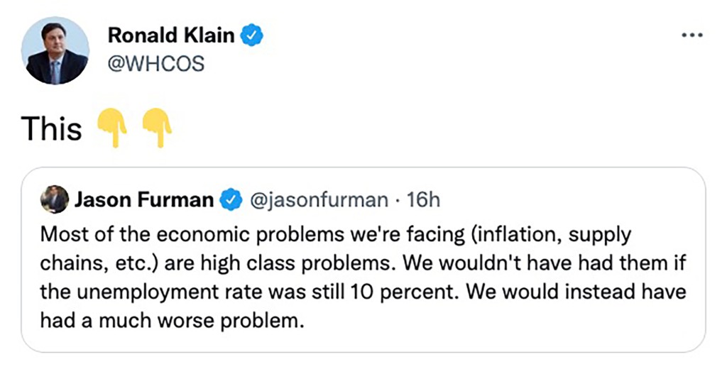 WH chief of staff slammed over post calling supply chain
crisis ‘high class problems’ 1