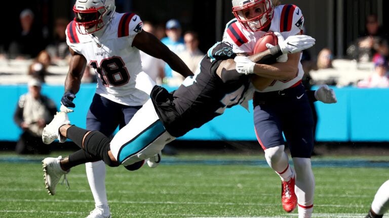 Patriots kick returner Gunner Olszewski knocked out of game
in first half 1
