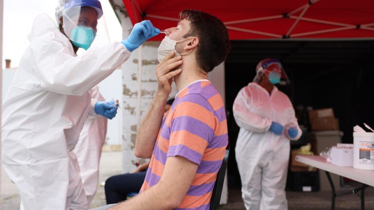 COVID-19 infections appear to creeping up again in
Massachusetts 1
