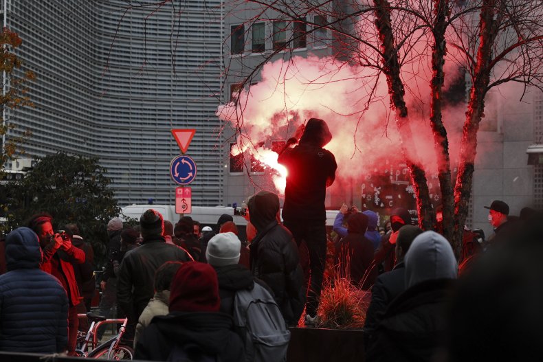 Dutch Prime Minister Calls Rioters 'Idiots' As COVID Vaccine
Protests Turn Violent in EU 1
