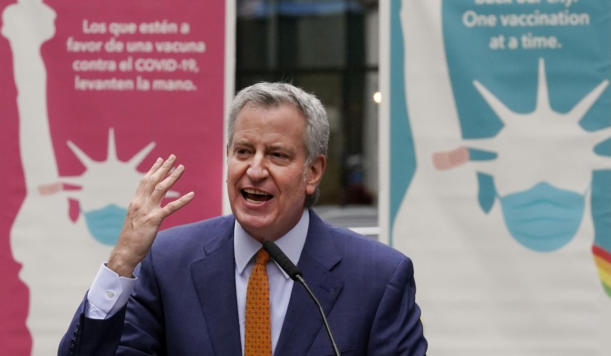 NYC Mayor Bill de Blasio: Get kid vaccinated against
COVID-19, get $100 1
