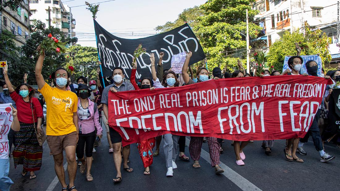 UN and US condemn Myanmar military after protest reportedly
turns deadly in Yangon 1