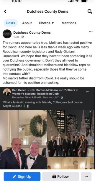 New York Dems spread lie that mask-mandate foe tested
positive for COVID 1