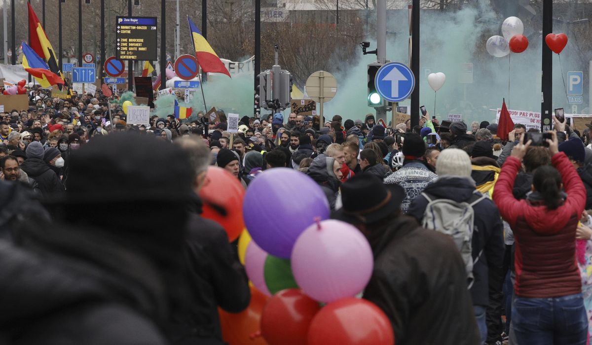 Thousands in Brussels protest renewed COVID-19
restrictions 1