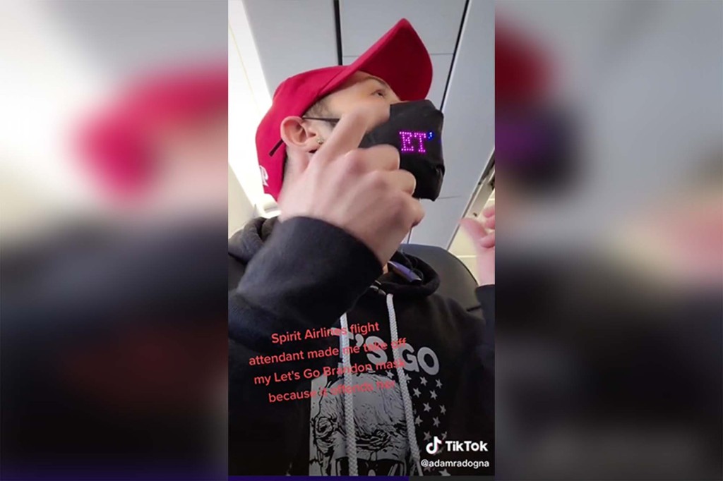 Trump supporter asked to remove ‘Let’s go Brandon’ mask on
Spirit flight 1