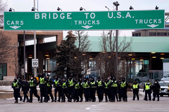 Canada Police Arrive To Remove Anti-Vaccine Mandate
Protesters At U.S. Border 1