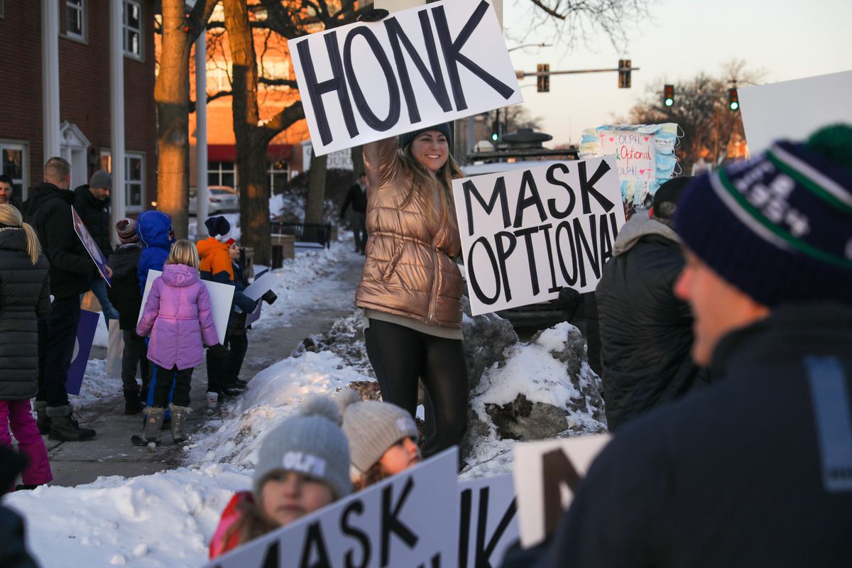 School mask ruling roils Illinois districts for a second
day, prompting more protests as state’s appeal remains
pending 1 School mask ruling roils Illinois districts for a second
day, prompting more protests as state’s appeal remains
pending 1