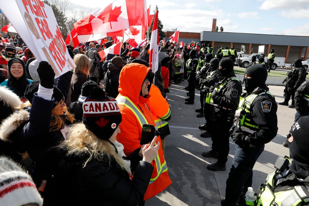 Ambassador Bridge still closed as Canadian trucker protest
drags on 1