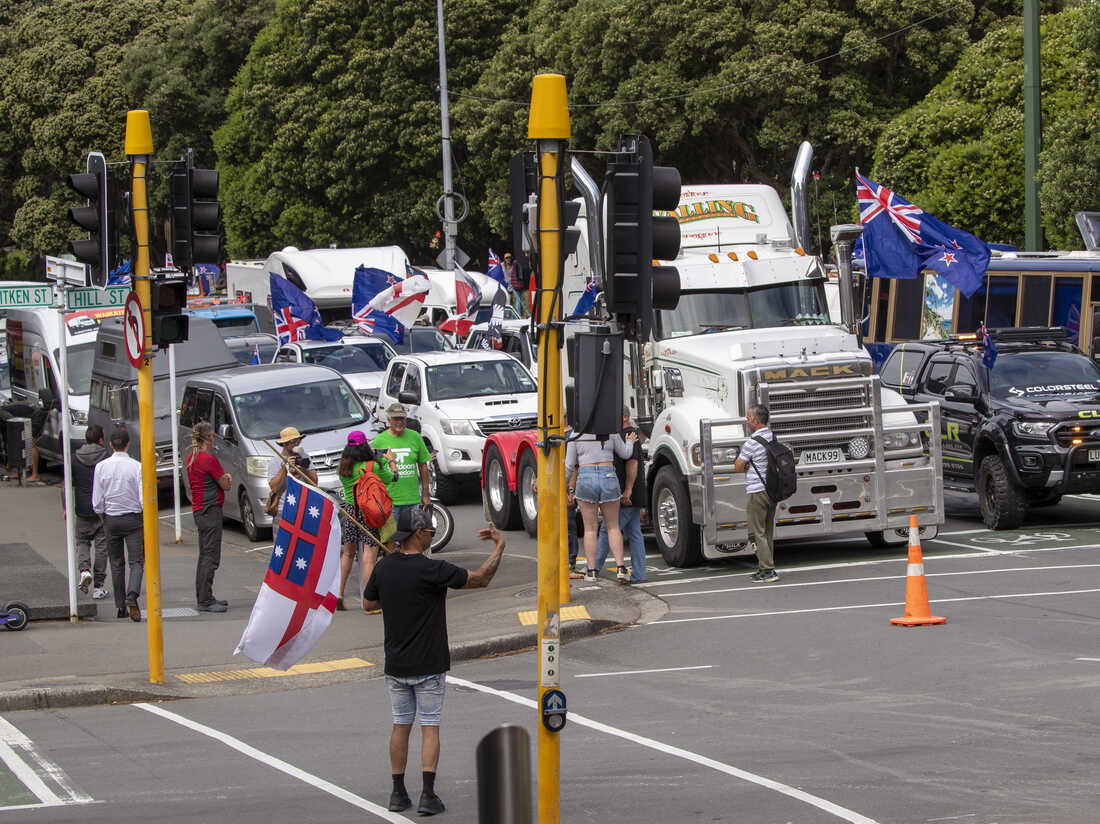 New Zealand convoy clogs streets near Parliament to protest
vaccine mandates 1