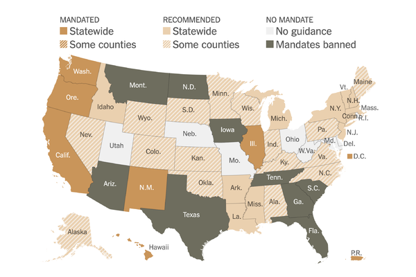 U.S. States Are Ending Mask Mandates, but It’s a
Patchwork 1