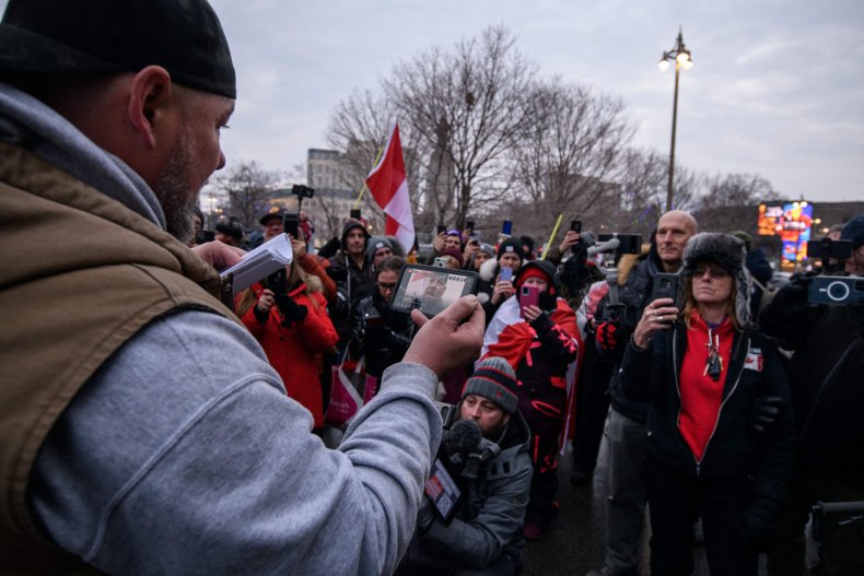 Alleged Arrest of Trucker Protest Leader Pat King Captured
on Livestream 1
