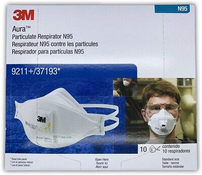 3M 9211+ N95 Particulate Respirator Exhalation Valve 10 BX Respirator Protection