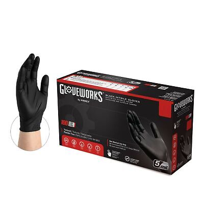 GLOVEWORKS Industrial Black Disposable Nitrile Gloves 5 Mil Latex-Free