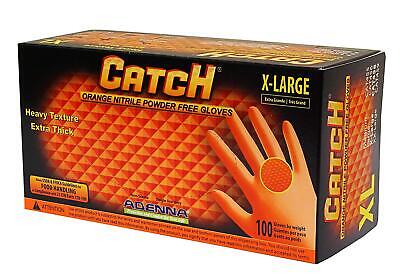 Adenna CAT458 Catch 8 mil Powder Free Nitrile Gloves (Orange, XL) Box of 100