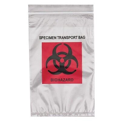 200-Pack Biohazard Bags 6"x9" Econo-Zip Specimen Transport 1.7mil 3 Wall + Pouch