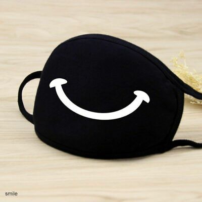 Cartoon Face Mask Cover Funny Unisex Teeth Mouth Black Cotton Printed Washable