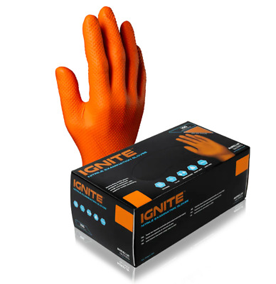 100 Large Orange Gloves Gloveworks Comp Heavy HD Industrial Nitrile Work 7 mil