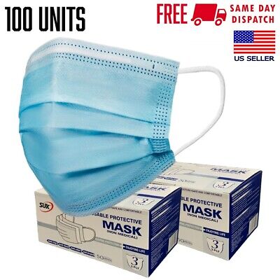 100 PCS Disposable 3-Ply Non-Medical Face Masks