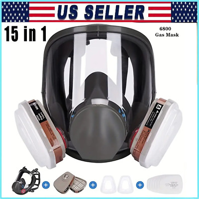15 In1 6800 Reusable Mask Spray Dust Cover Mask, 1pc Full-face Mask With Filters