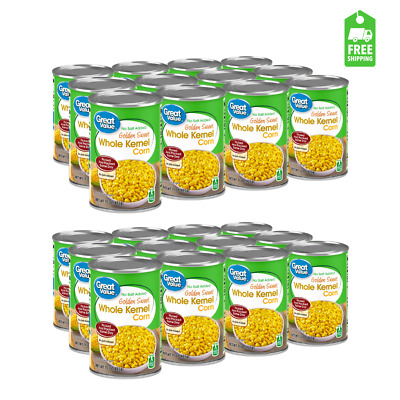 24 Cans Of Great Value No Salt Added Sweet Corn, 15 oz