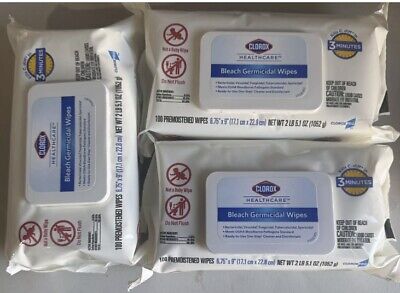 3pack-Clorox Healthcare Bleach Germicidal Disinfecting Wipes Unscented 100ct/e.a