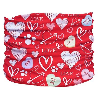 Adult And Kids Neck Gaiter Bandana, Face Mask, Headband Washable Valentines Love