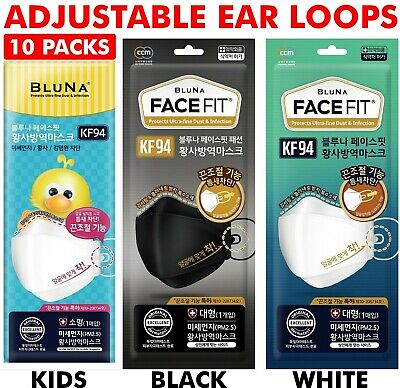 BLUNA Adjustable KF94 Korean Face Mask Made in Korea Respirators Adults & Kids