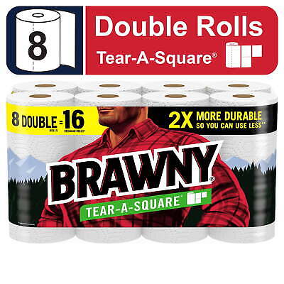 Brawny Tear-a-Square Paper Towels, 8 Double Rolls