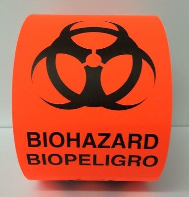 Br/Red BIOHAZARD D.O.T. Shipping Warning Caution Labels (3"x5", 250/Roll)