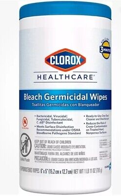 Clorox Healthcare Germicidal Wipes 150 Count Bleach Disinfecting Canister Toilet