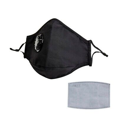 Cotton Face Mask with Exhaust Valve, Washable Reusable with 2 Dust Proof Filters