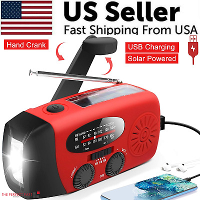 Emergency Radio Crank Solar Hand Weather 1000mAh Power Bank Charger Flash Light