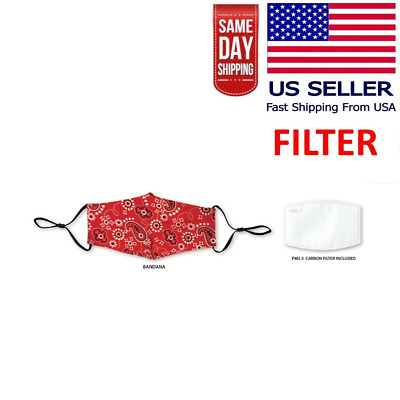 Face Mask Reusable Washable Cover Fashion Cloth WITH PM2.5 Carbon Filter UNISEX