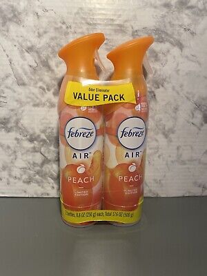 Febreeze Air Refresher Peach 2 Pack Odor Eliminator Room Spray Limited Edition
