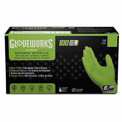 Gloveworks GWGN46100 Nitrile Gloves, Heavy-Duty, Green, Large, 100-Ct. -
