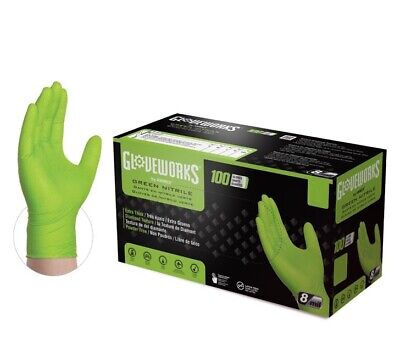 GLOVEWORKS HD Green Nitrile Disposable Industrial Gloves, 8 Mil, Box of 100