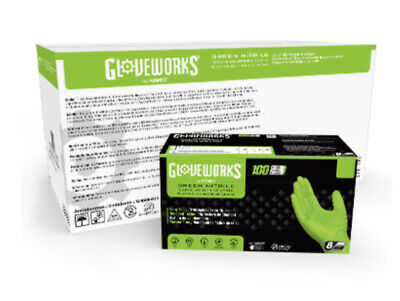 GLOVEWORKS HD Green Nitrile Gloves 8 Mil Raised Diamond Textured - Case Of 1000