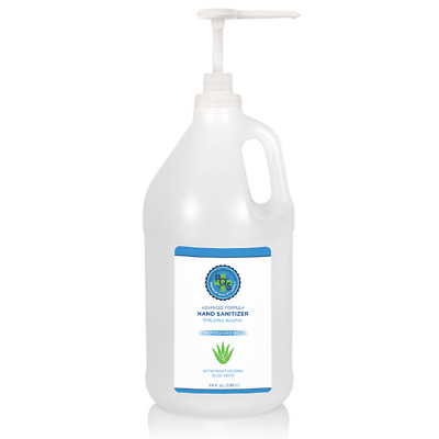 Hand Sanitizer Gel 1 Gallon 128OZ - 70% Alcohol, Aloe, Lemon W/ Pump, Rack, Lock