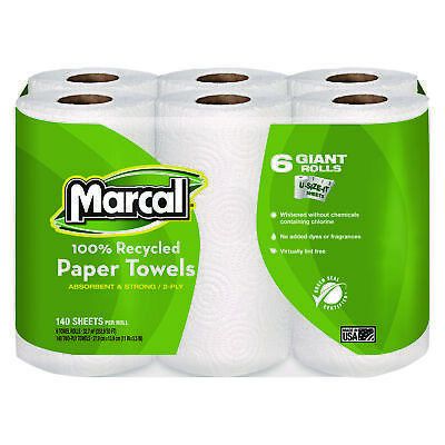 Marcal 100% Recycled Roll Towels 5 1/2 x 11 140/Roll 24 Rolls/Carton 6181CT