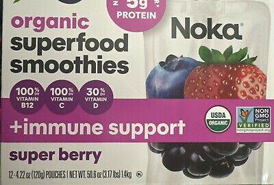 Noka Superfood Fruit Smoothie Pouches, Super Berry with Immune Support, Healthy