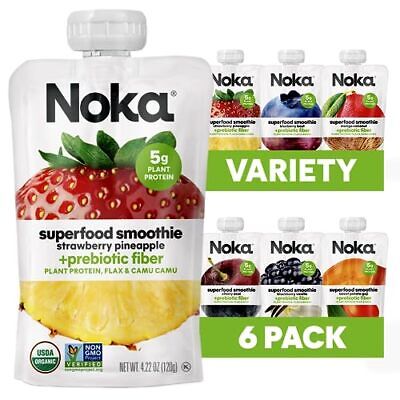 Noka Superfood Fruit Smoothie Pouches Variety Pack, Healthy Snacks with Flax ...