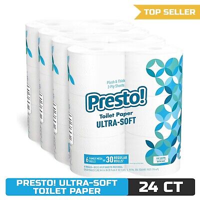 Presto! Ultra-Soft 2-Ply Toilet Paper, Unscented, 24 Mega Rolls