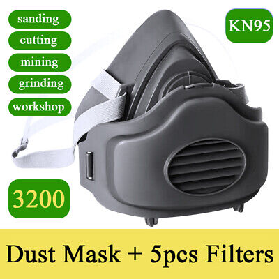 PRO Dust Respirator Mask with 5 Replaceable Filters for Industrial, Woodworking