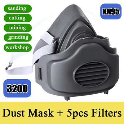 Reusable Half Facepiece with 5 Filters Set Dust Respirator Mask for Woodworking