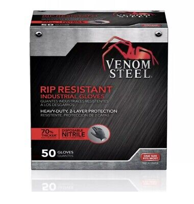 Venom Steel Heavy Duty Black Nitrile Gloves, One Size Fits Most (50 per Box)