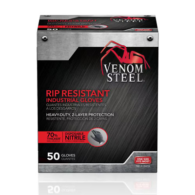 Venom Steel Heavy Duty Black Nitrile Gloves, One Size Fits Most (50 per Box)