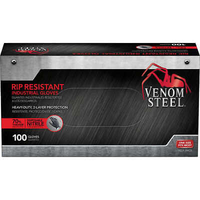VENOM STEEL Nitrile Gloves Rip Resistant One Size 100 CT